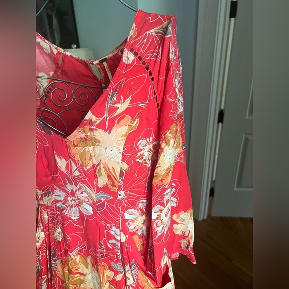 Free People Eyes on You Trapeze Mini Dress Floral Print | Orange Floral Dress - Picture 10 of 11